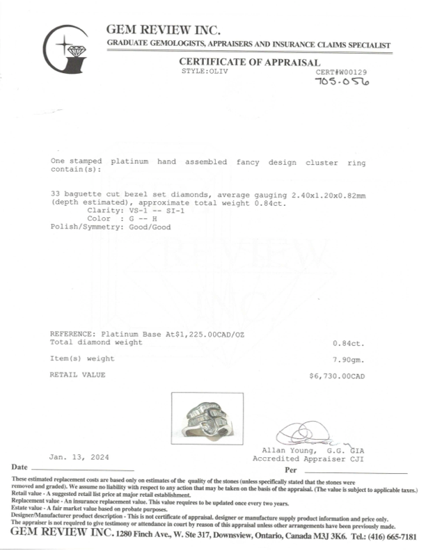 Platinum Diamond Ring | 0.84ctw | Size 5.5