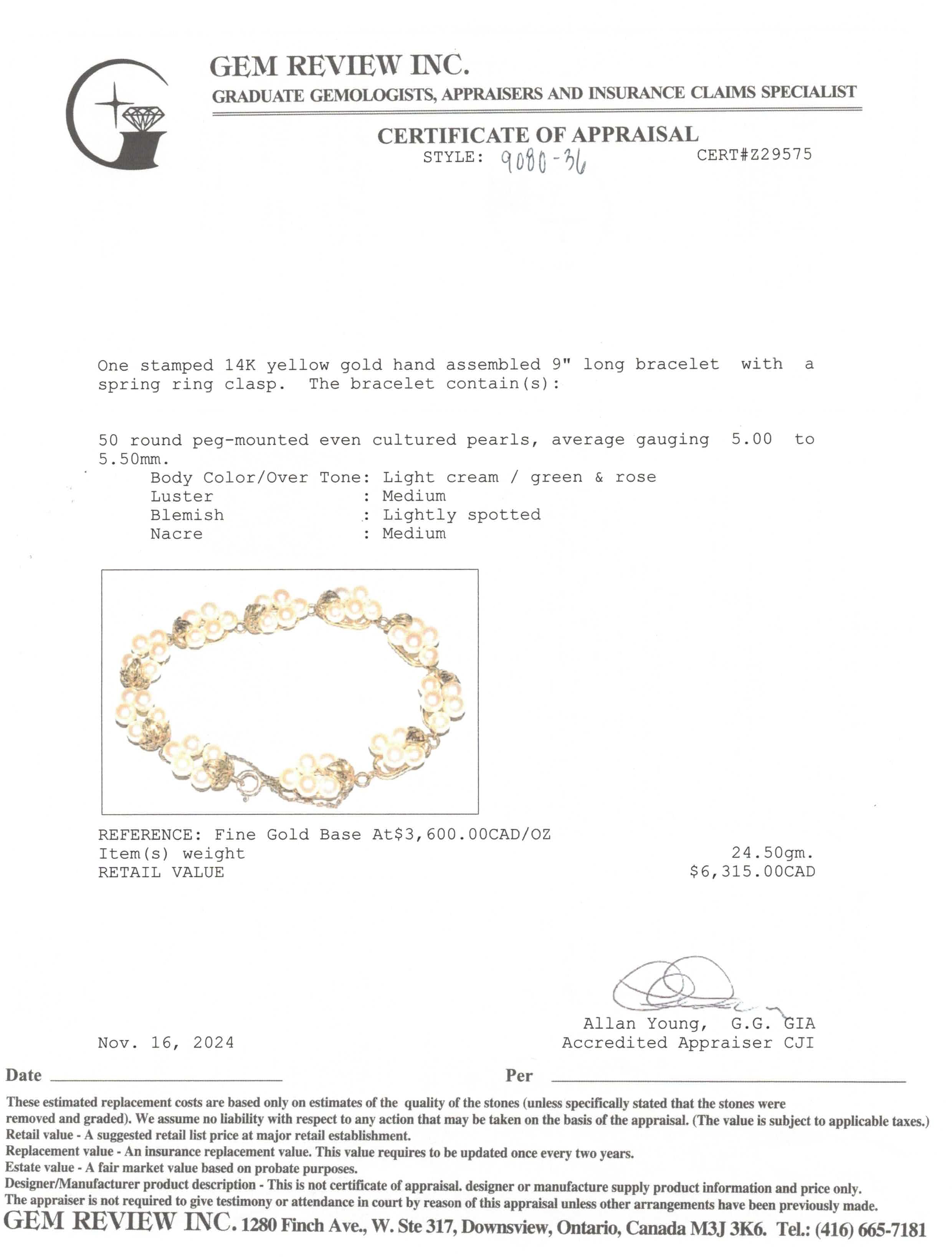 'Mikimoto' Cluster Pearl Bracelet | 8" |