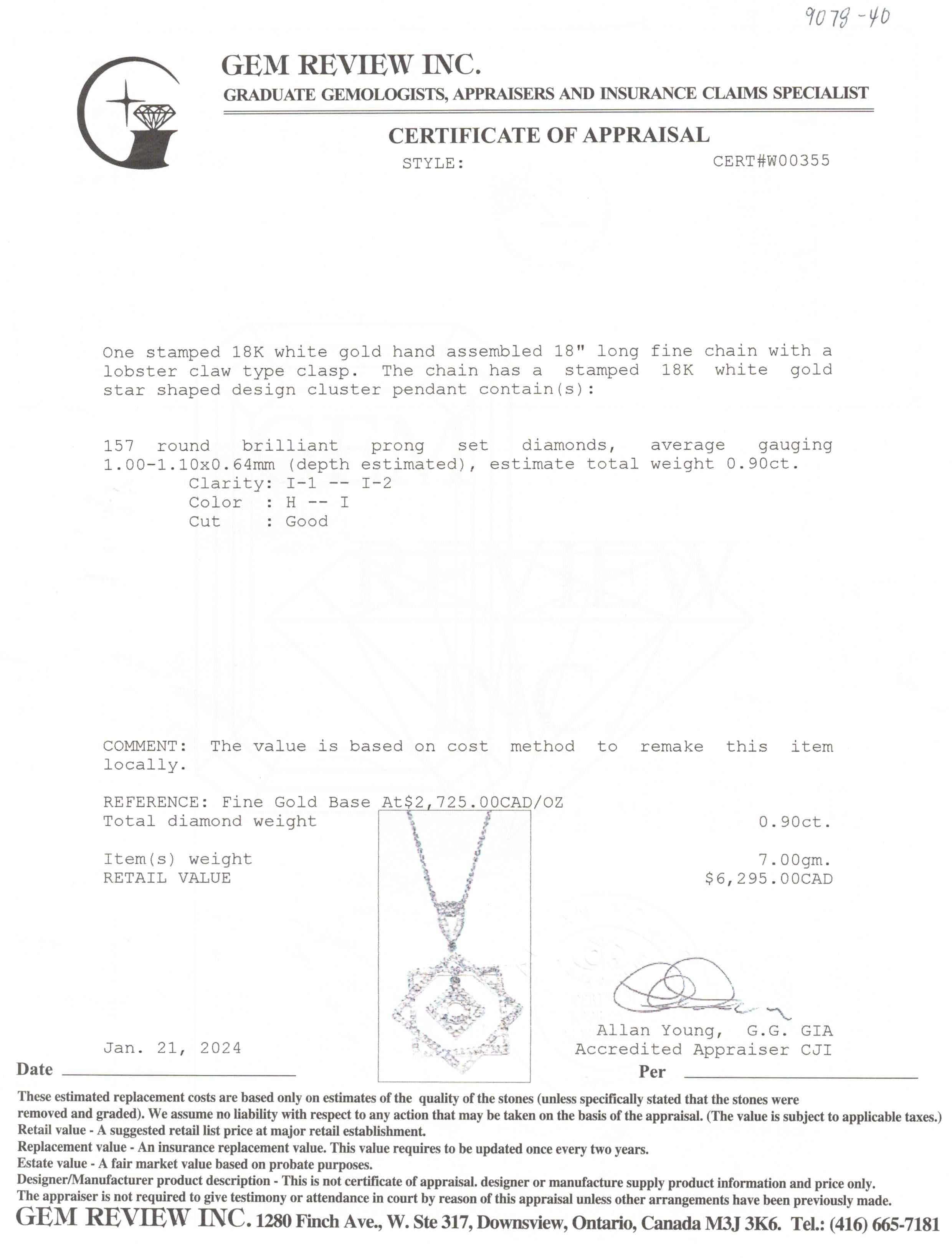 Diamond Pendant Necklace | 0.90ctw | 18" |