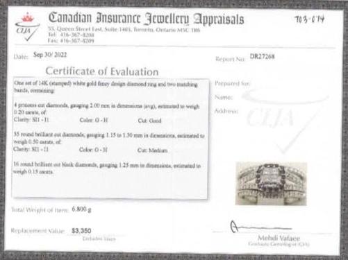 14k White Gold and Black Diamond Ring | 0.85 ctw | Sz 6.75