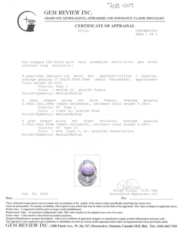Bague cocktail multi-pierres | 21,54 ct | Taille 7 | 