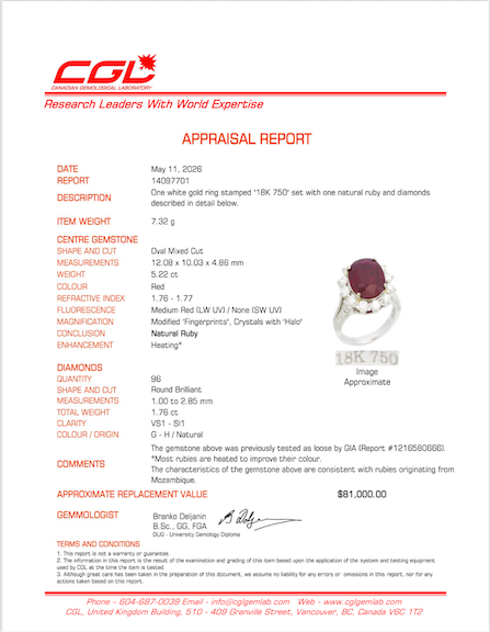 ***Prix - Bague cocktail GIA rubis et diamants, halo de pétales | 5,22 ct, 2,00 ct au total | Taille 6,5