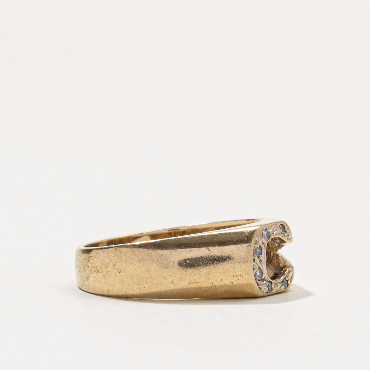 10k Diamond "C" Initial Ring | SZ 5.5