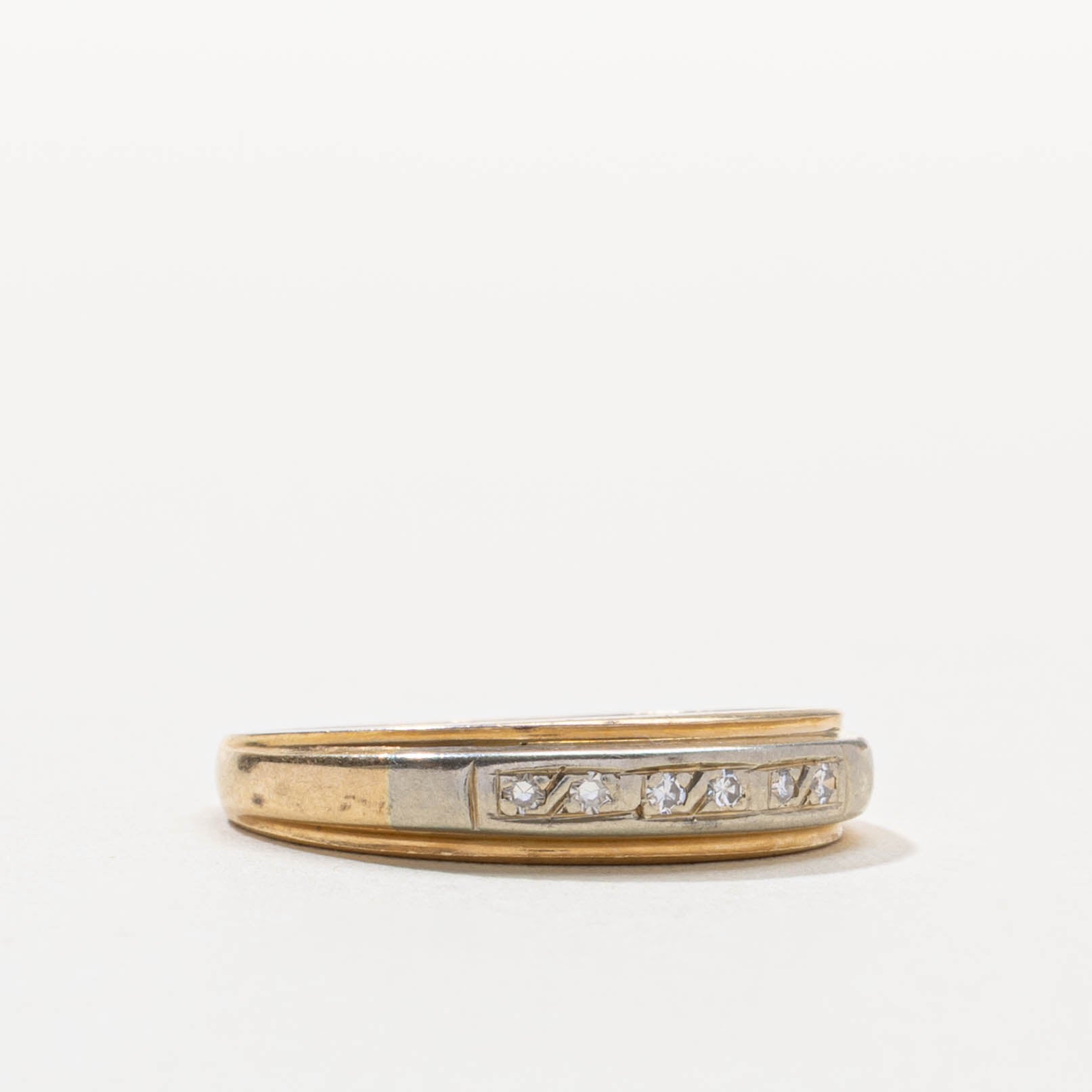 14k Two Tone Diamond Band | SZ 6.25