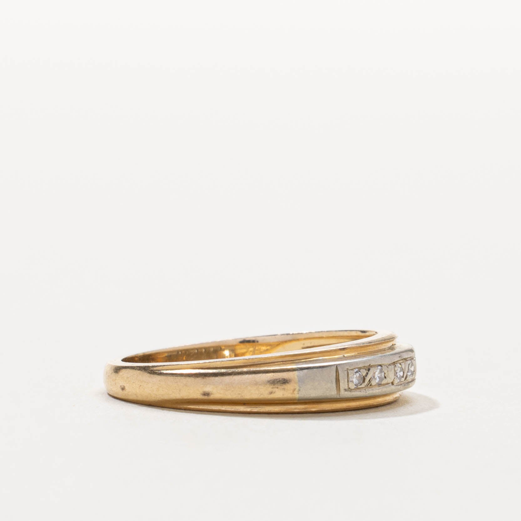14k Two Tone Diamond Band | SZ 6.25