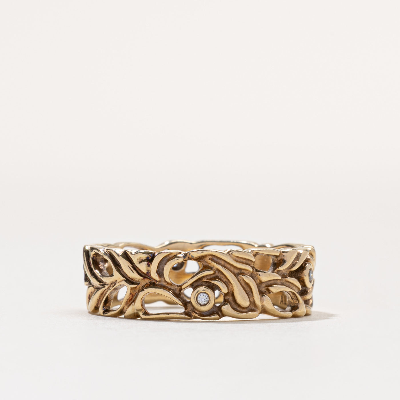 14k Diamond Floral Openwork Band | 7.25mm | SZ 11.25