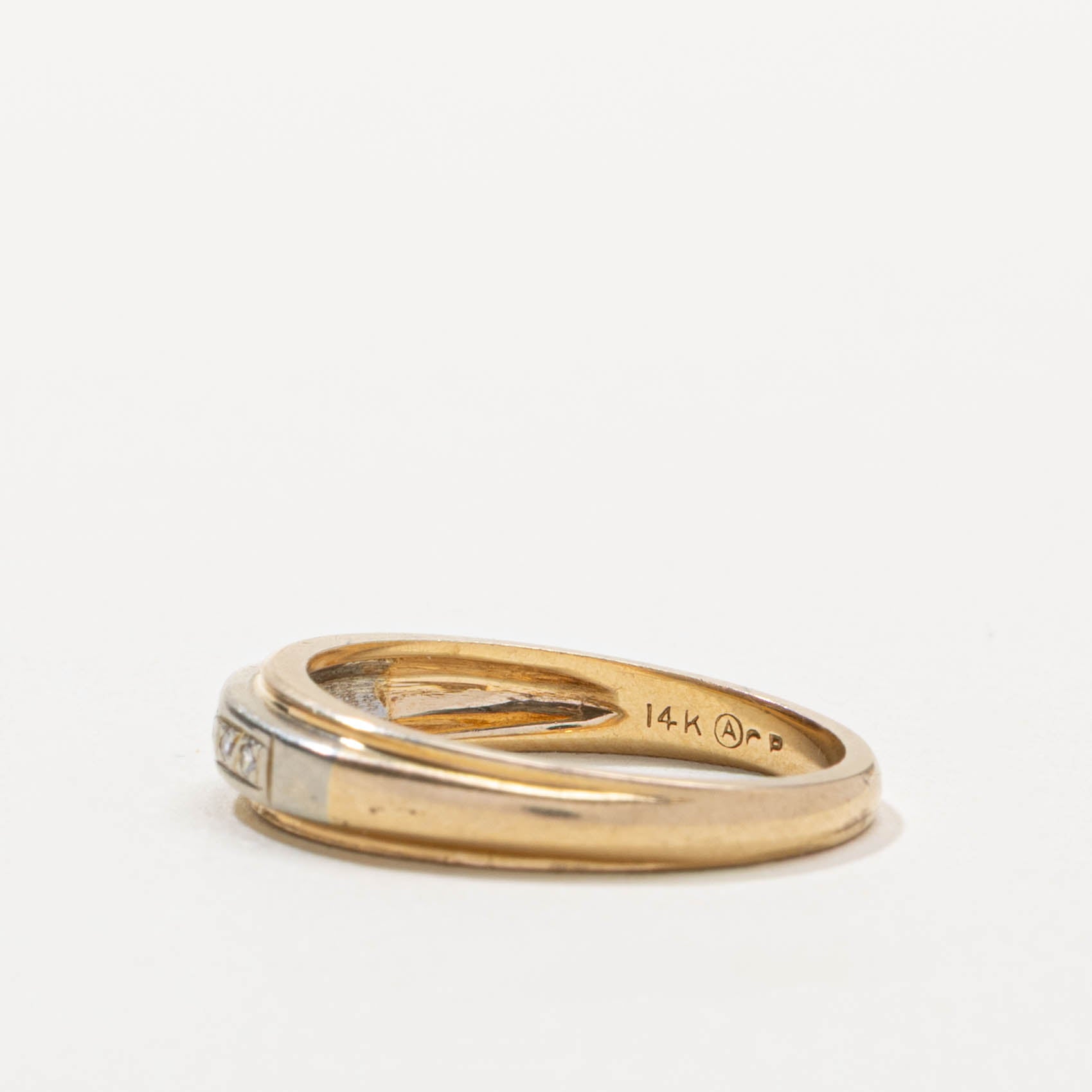 14k Two Tone Diamond Band | SZ 6.25