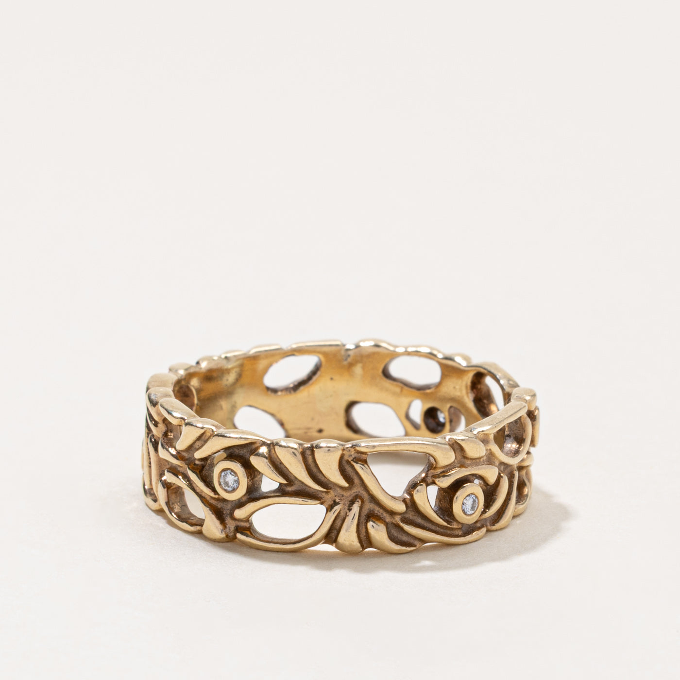 14k Diamond Floral Openwork Band | 7.25mm | SZ 11.25