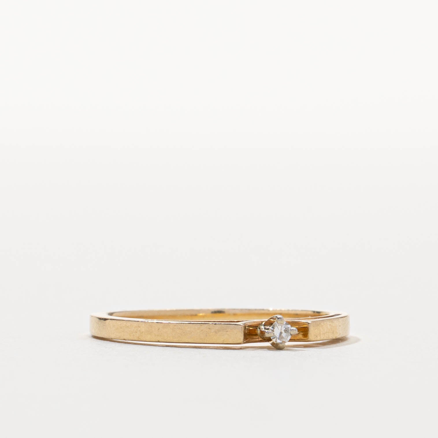 14k Single Stone Diamond Plain Band | 2mm | SZ 7