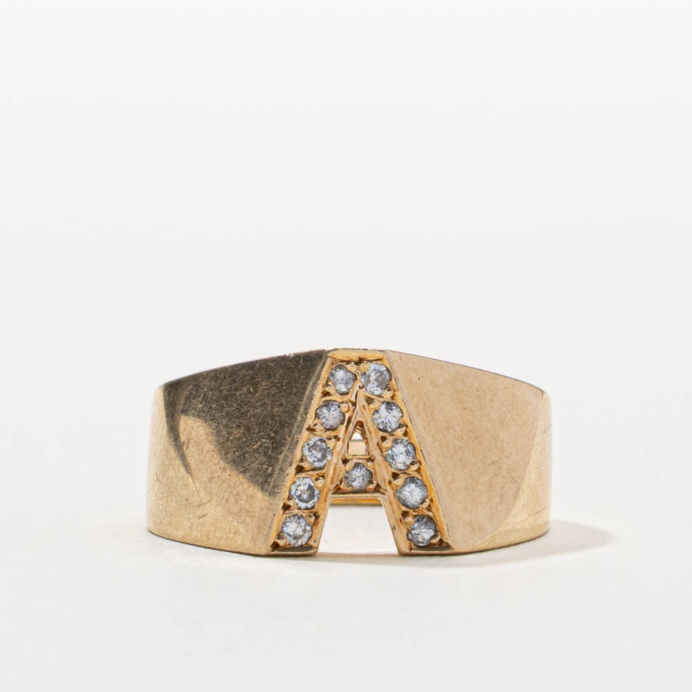 14k Diamond “A” Initialized Cocktail Ring | SZ 6.5
