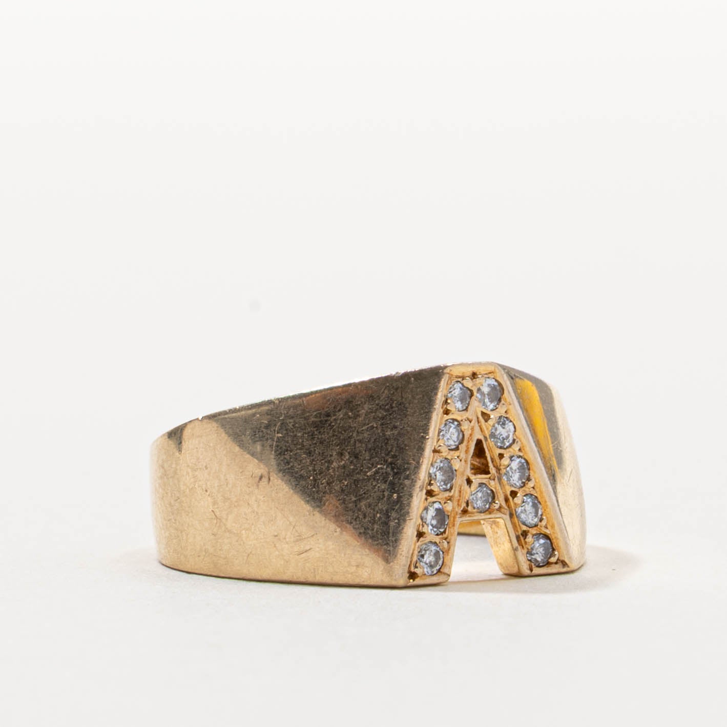 14k Diamond “A” Initialized Cocktail Ring | SZ 6.5