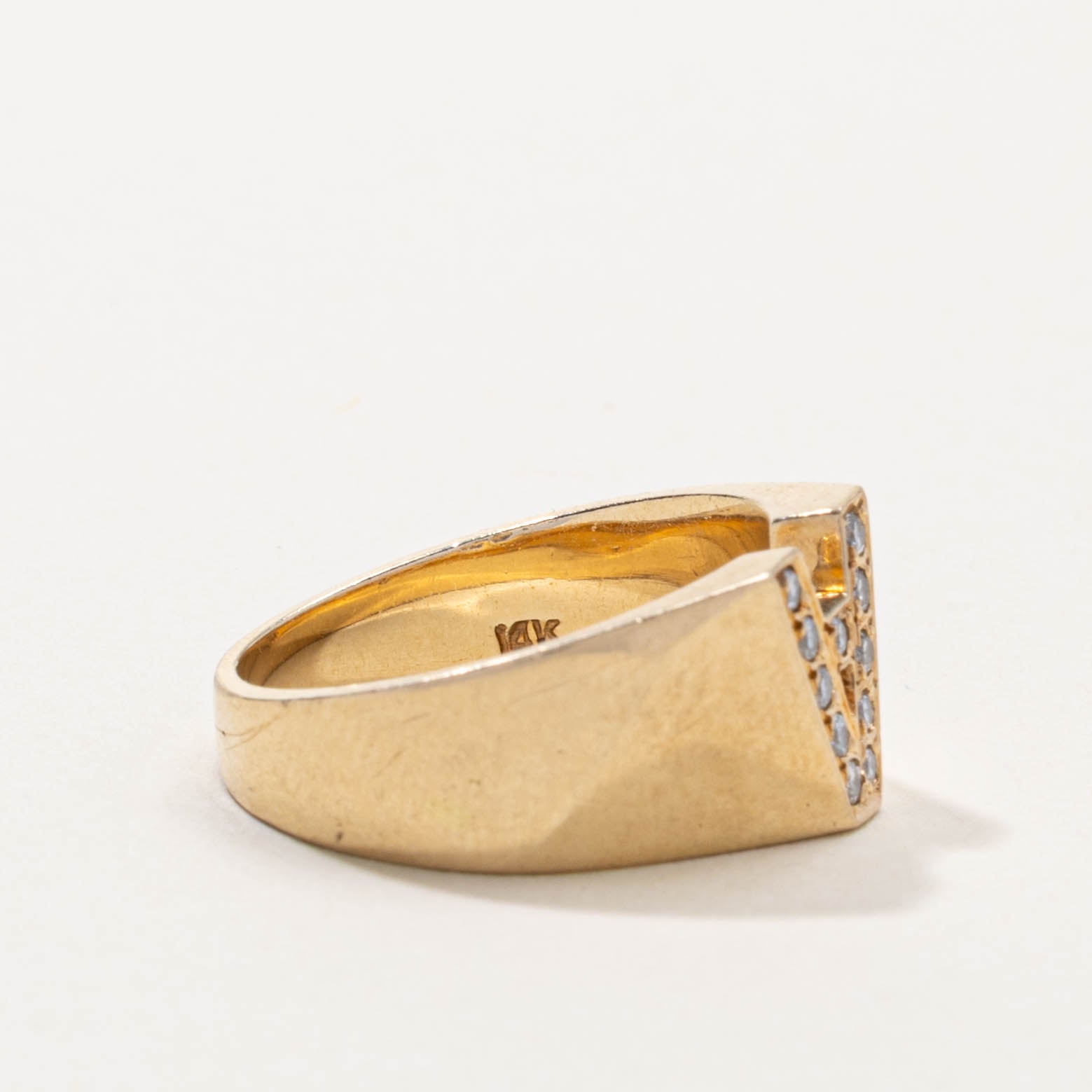 14k Diamond “A” Initialized Cocktail Ring | SZ 6.5