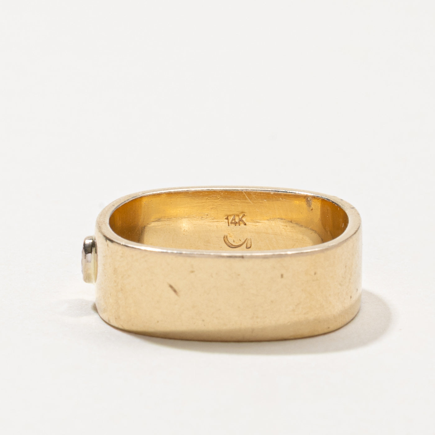 14k Bezel Set Diamond Soft Square Band | 6.55mm | SZ 7