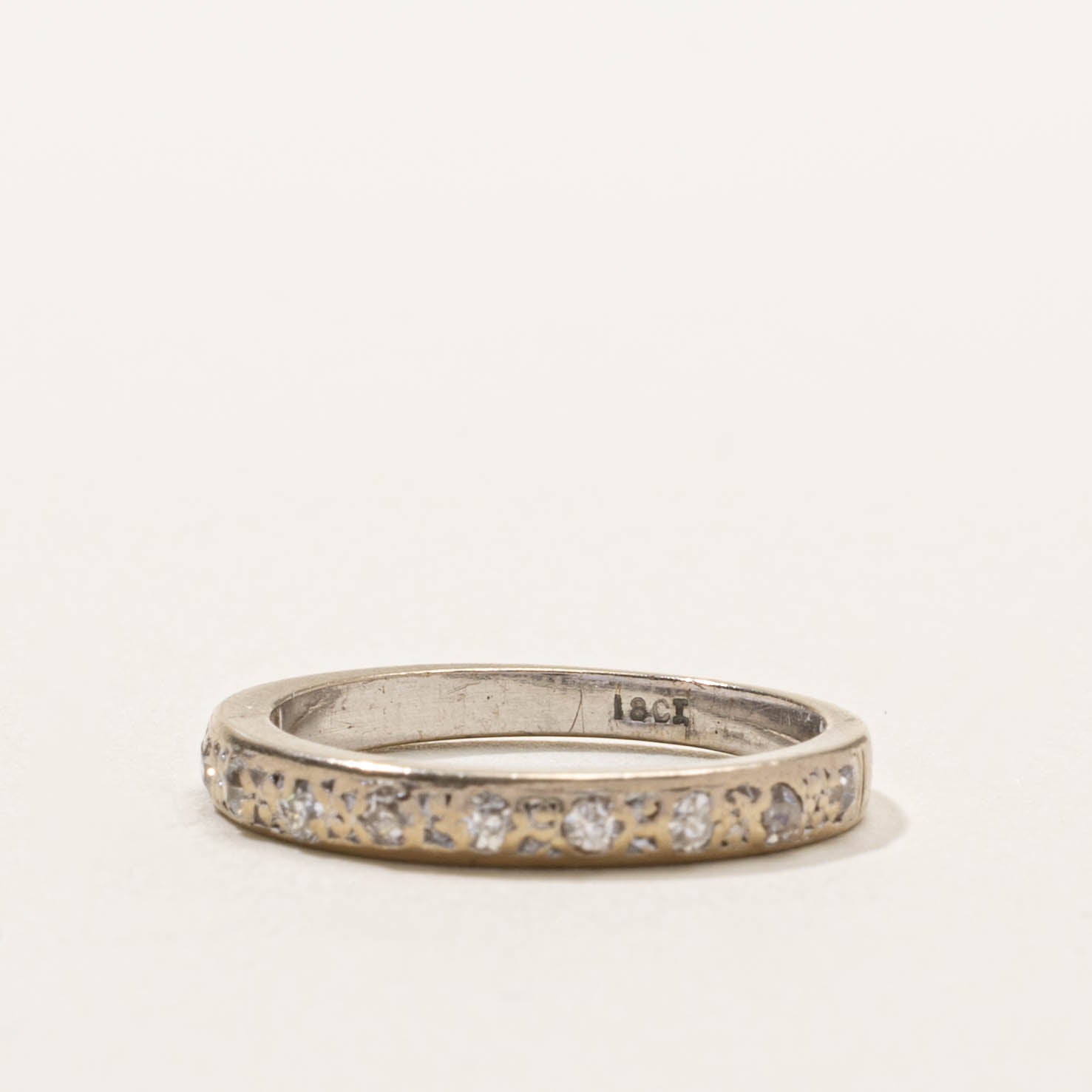 18k Flush Set Semi Eternity Diamond Band | SZ 5.75