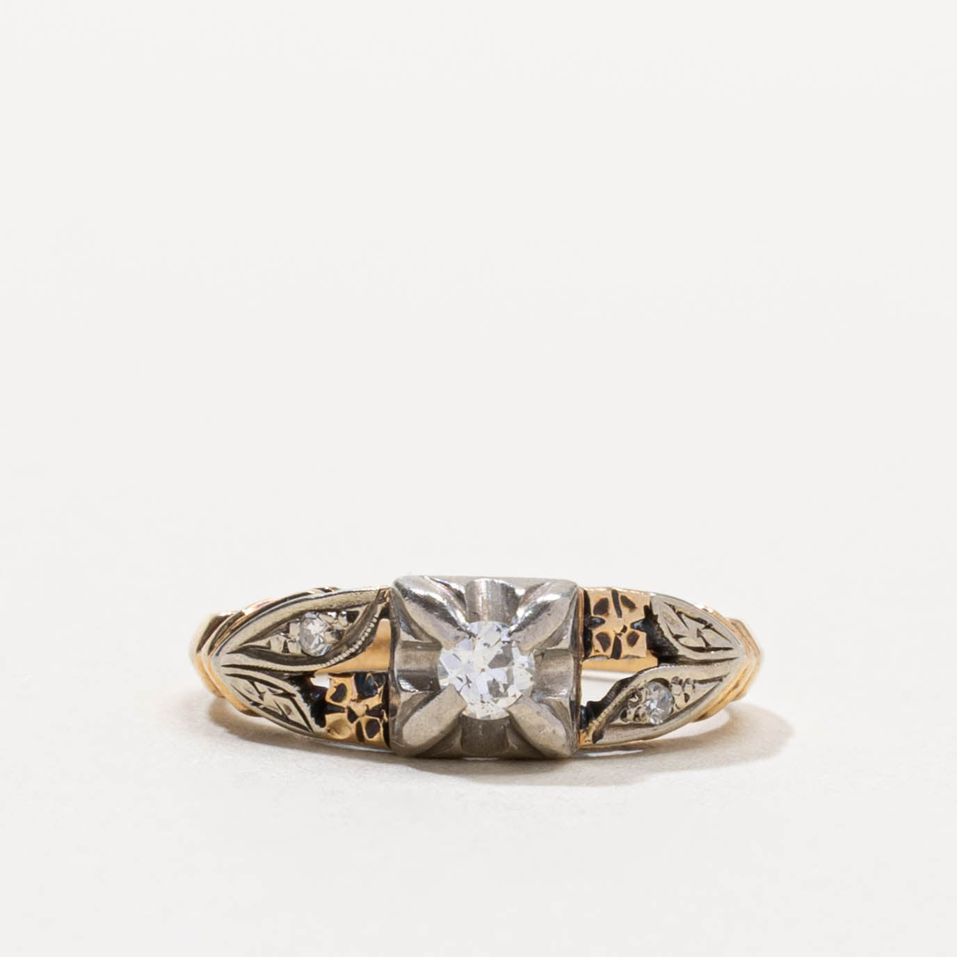 Edwardian Old European Cut Diamond Shoulder Ring | SZ 3.25