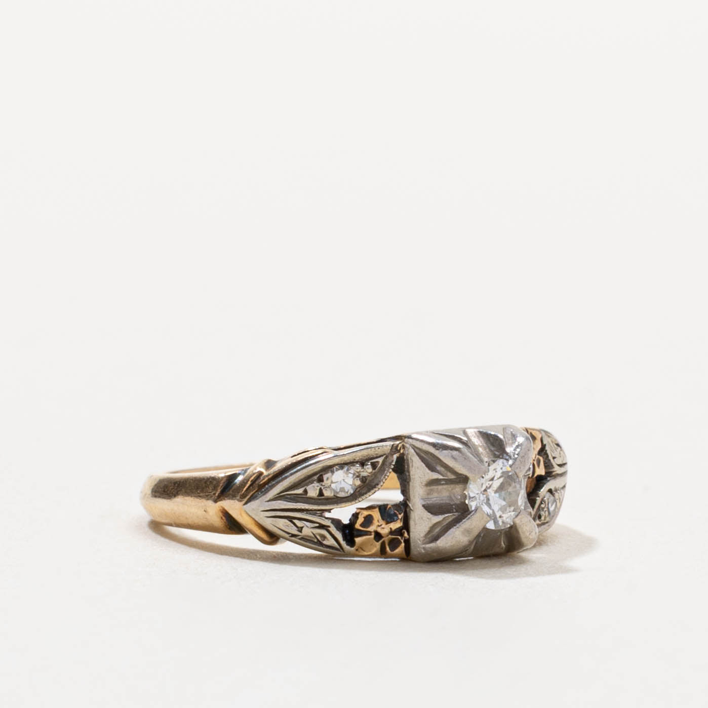 Edwardian Old European Cut Diamond Shoulder Ring | SZ 3.25