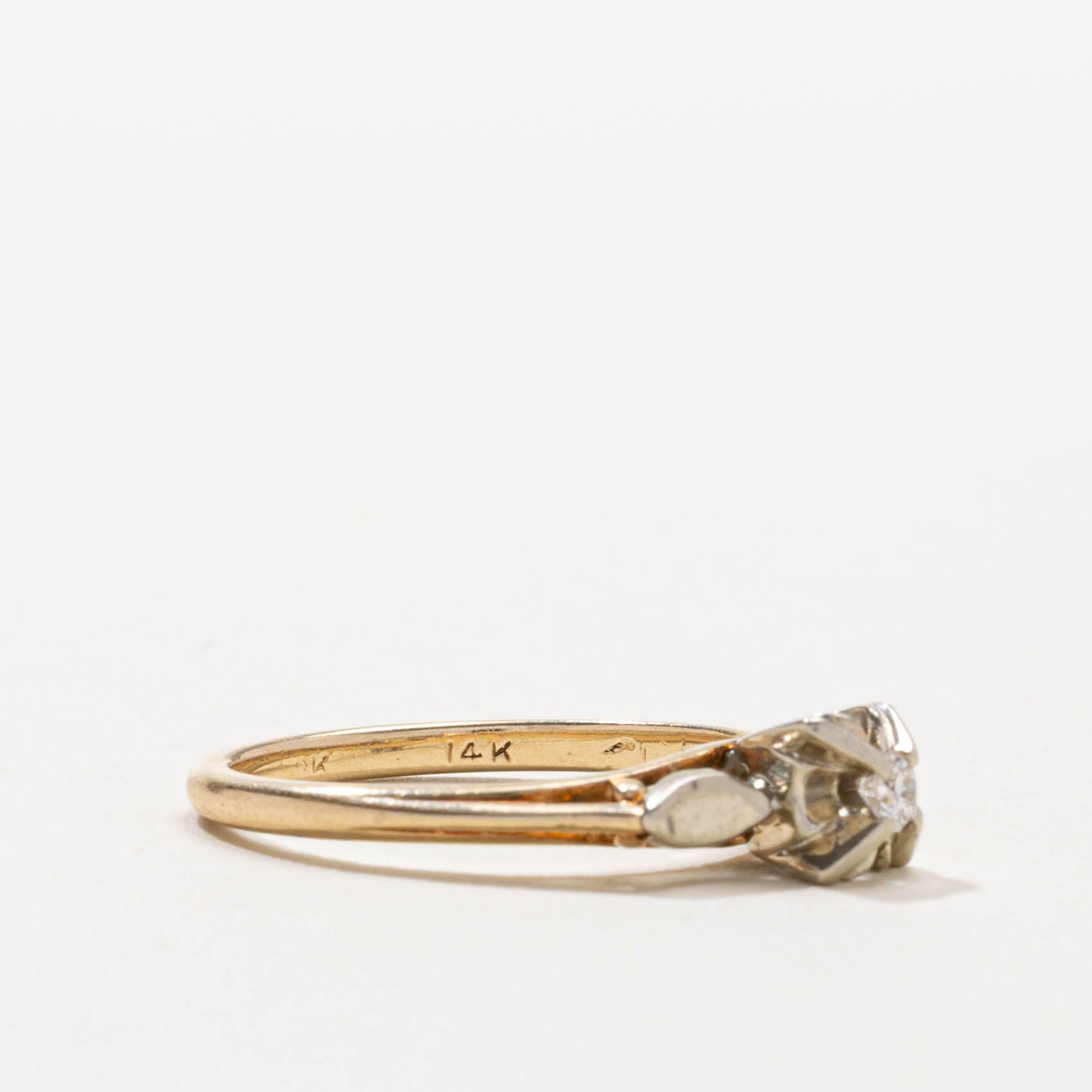 14k Two Tone Illusion Set Diamond Ring | SZ 5.75