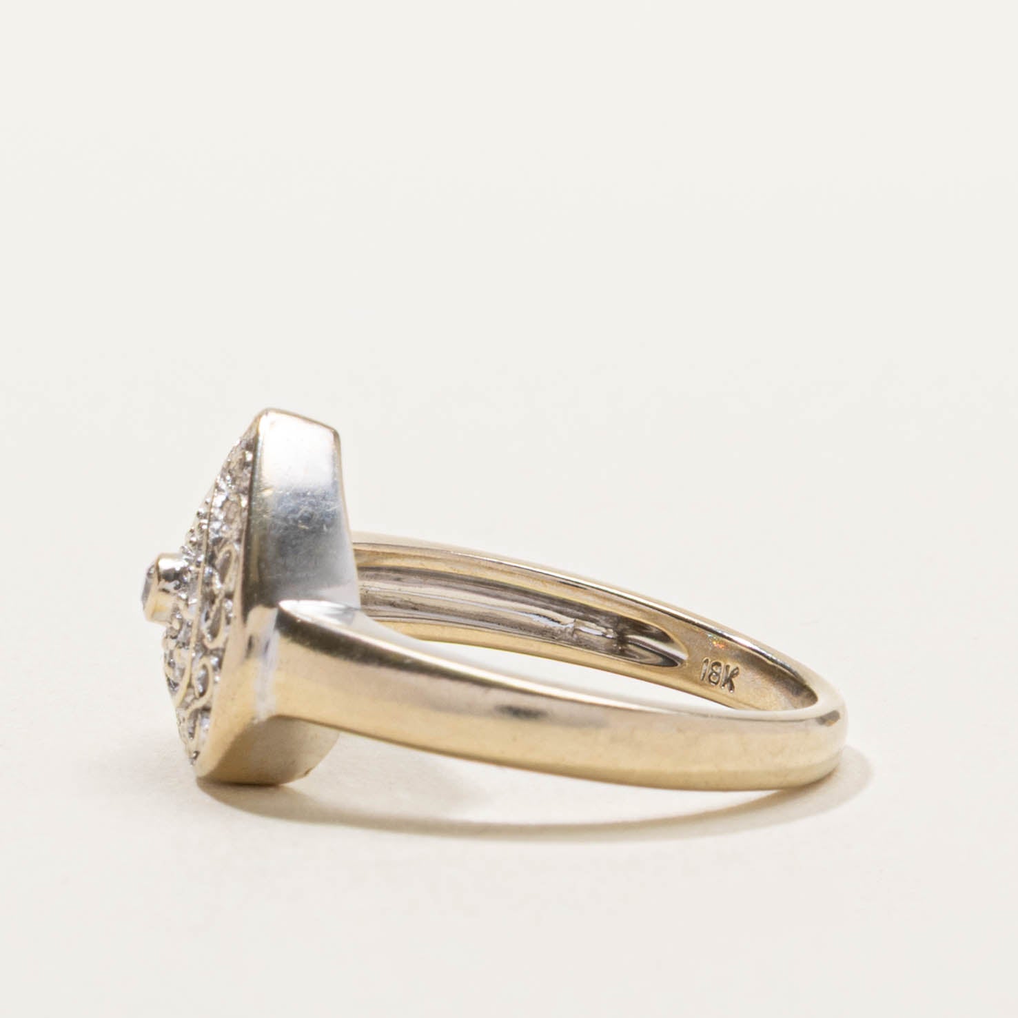 18k Bezel Set Diamond Openwork Heart Ring | SZ 6.5