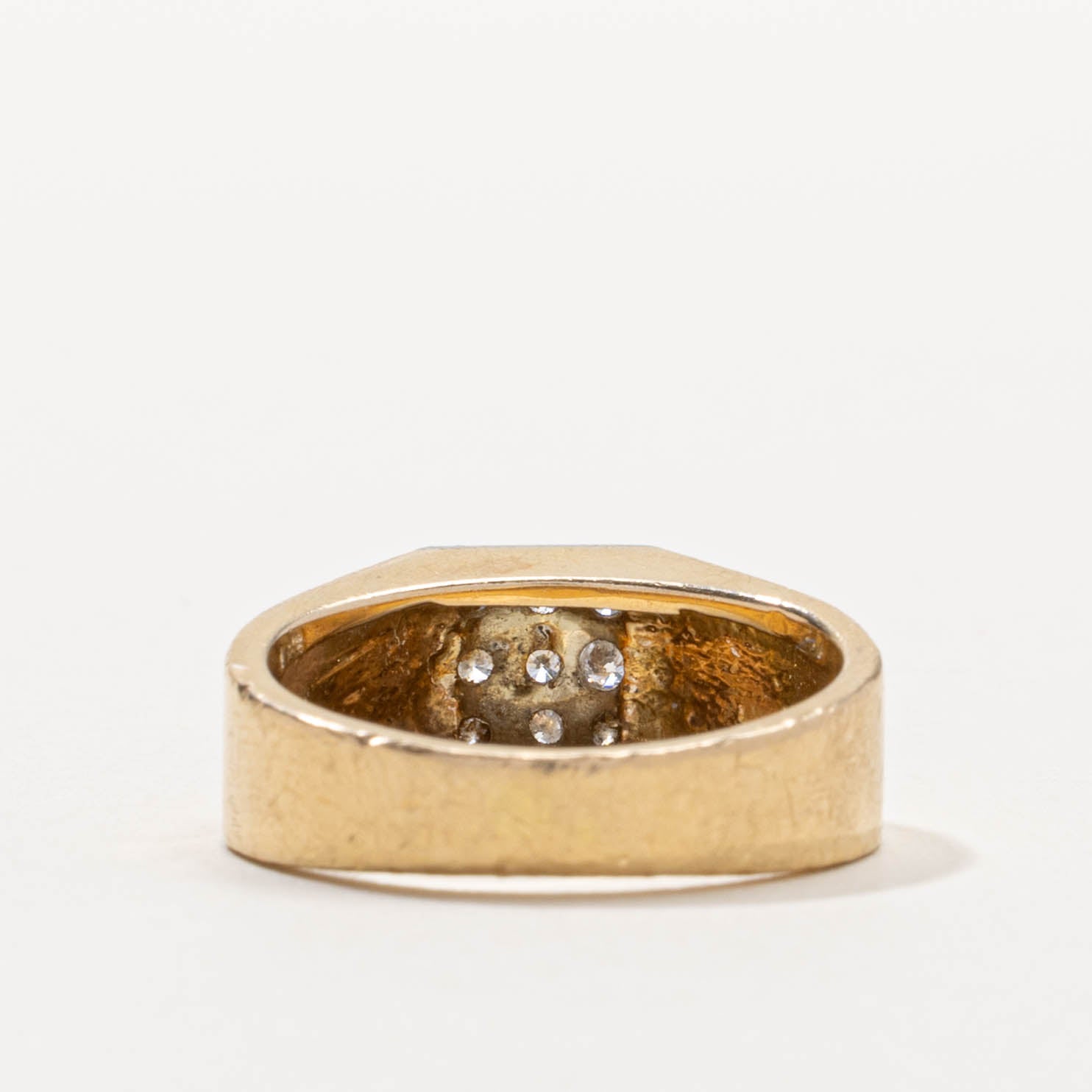 14k Diamond Grid Textured Ring | SZ 5.75