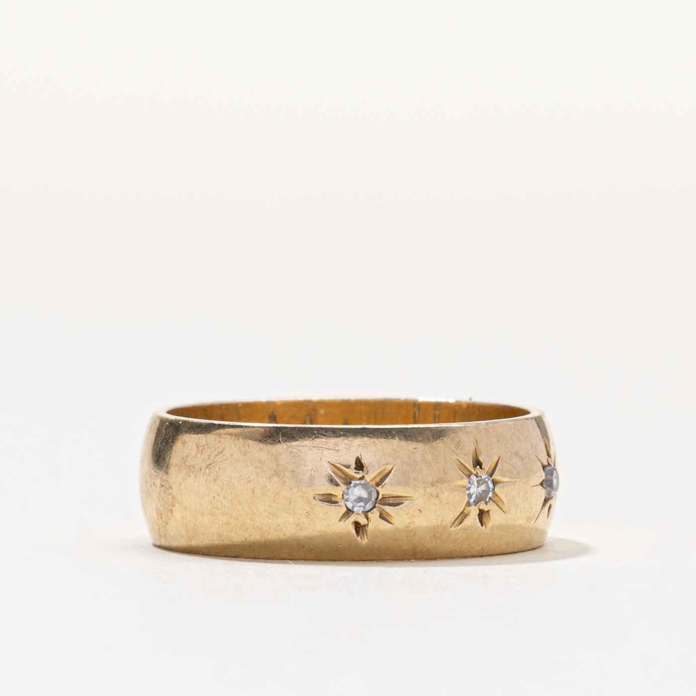 10k Three Stone Star Set Diamond Band | 6.00mm | SZ 6