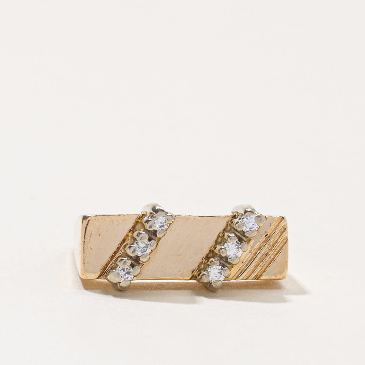 14k Diagonal Diamond Double Row Geometric Ring | SZ 3.5
