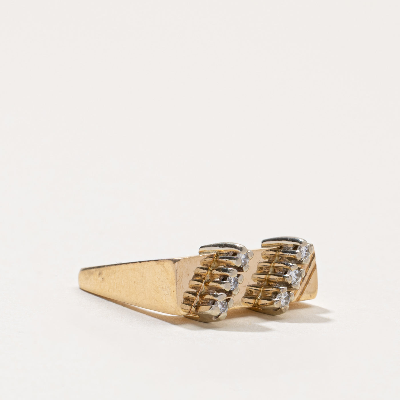 14k Diagonal Diamond Double Row Geometric Ring | SZ 3.5