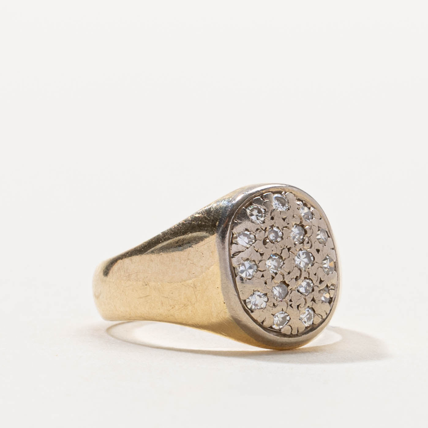 14k Diamond Cluster Signet Ring | SZ 3.25