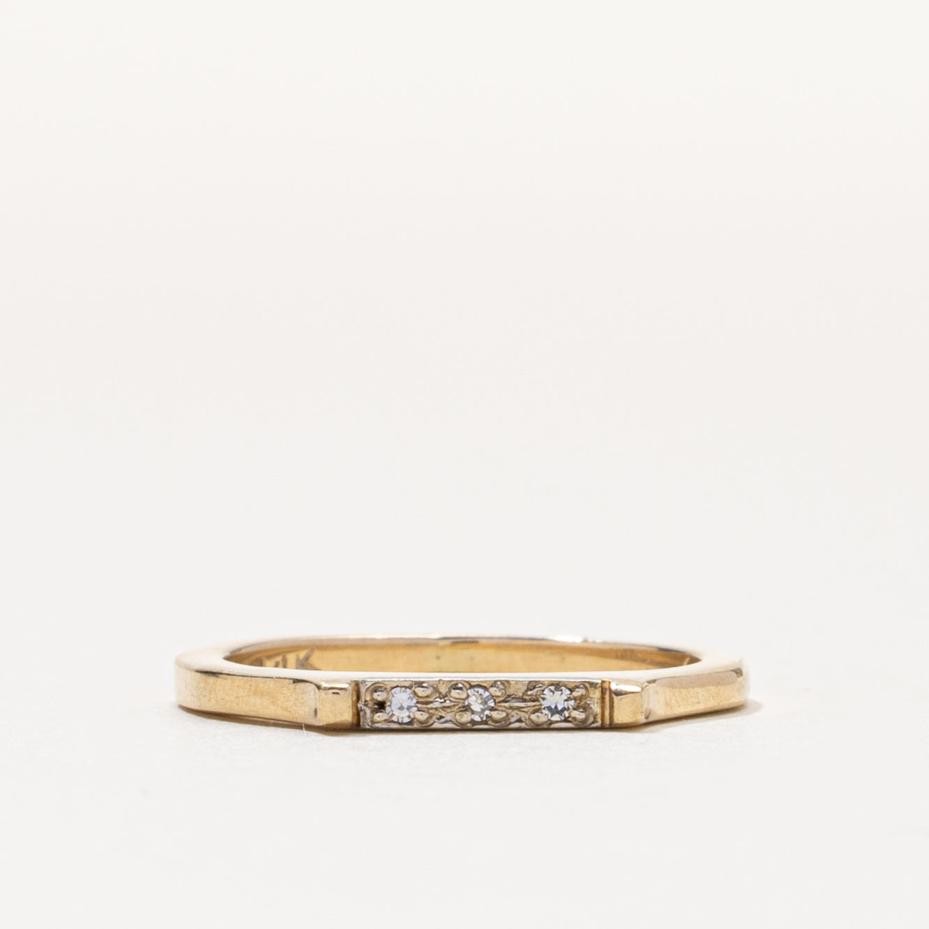 14k Three Stone Diamond Thin Band | 1.70mm | SZ 4.5