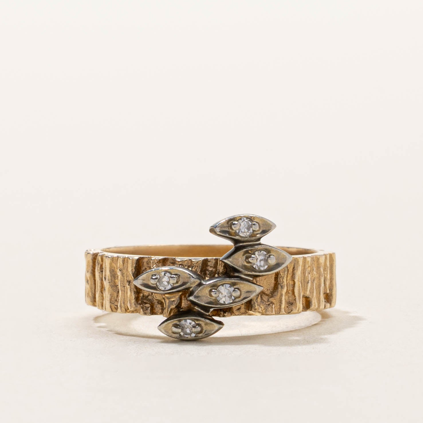 14k Diamond Abstract Textured Ring | SZ 6
