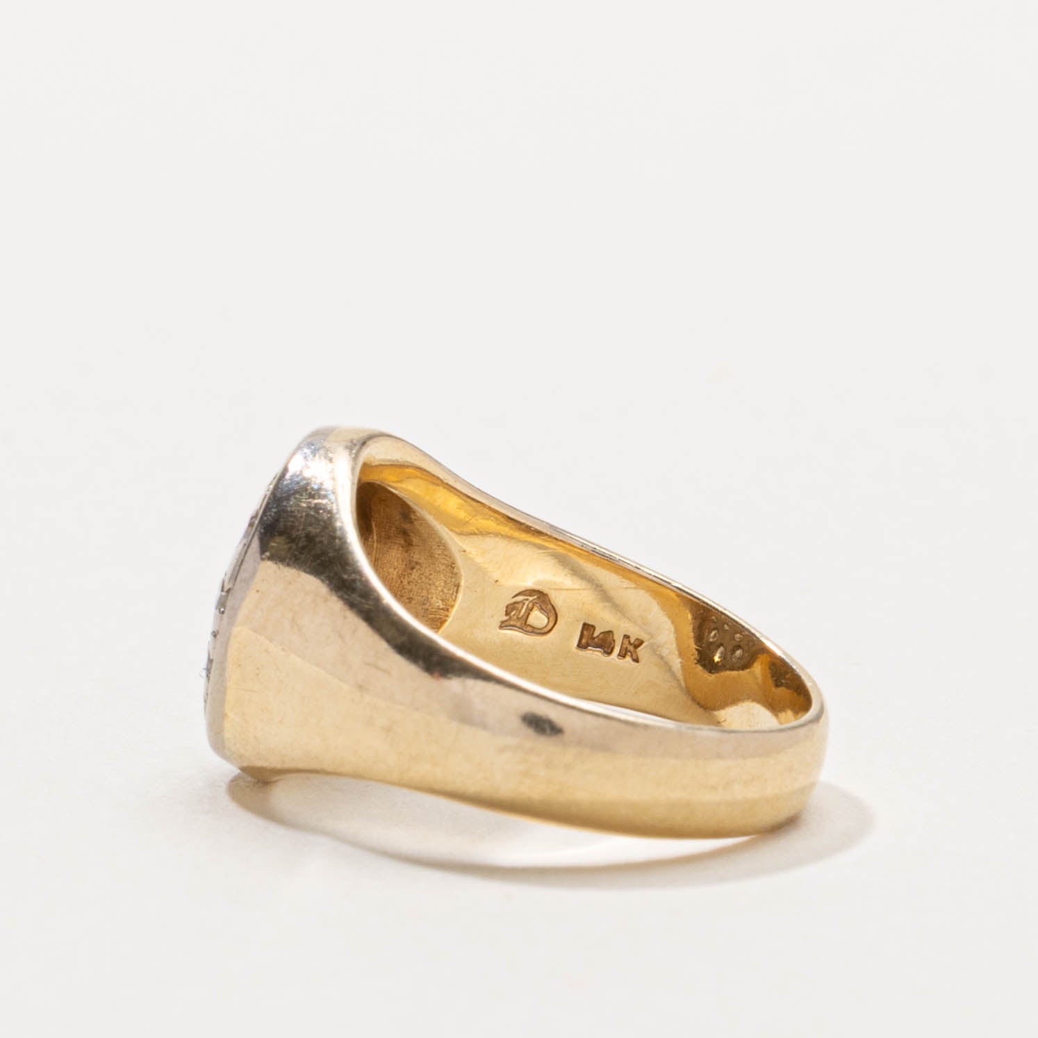 14k Diamond Cluster Signet Ring | SZ 3.25