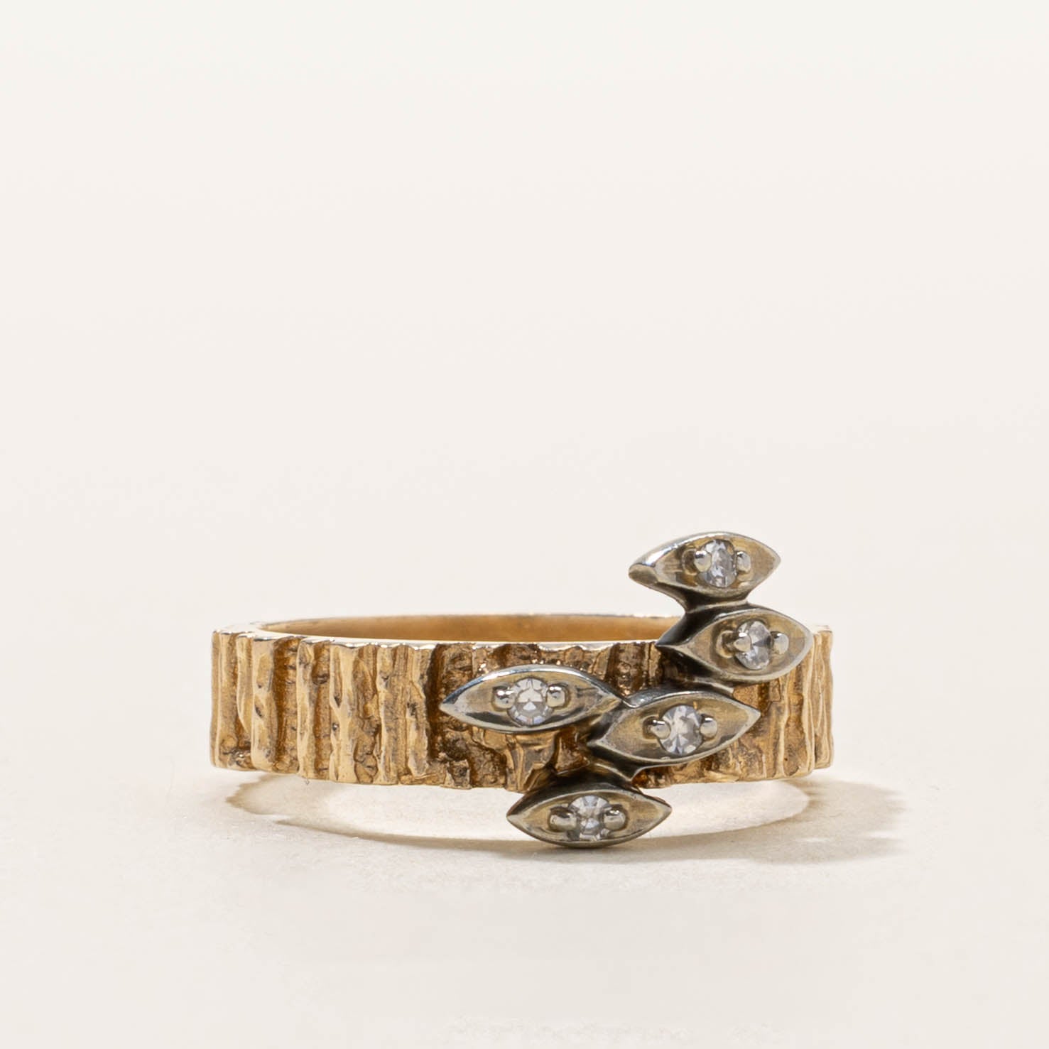 14k Diamond Abstract Textured Ring | SZ 6