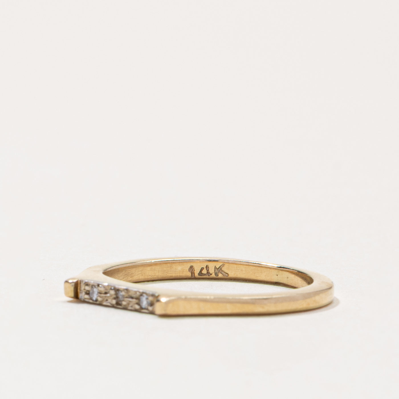 14k Three Stone Diamond Thin Band | 1.70mm | SZ 4.5