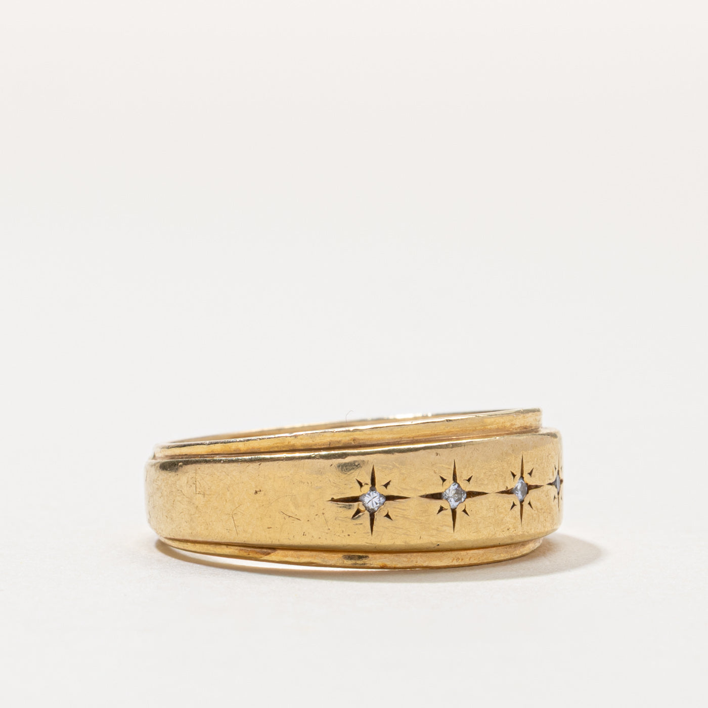 18k Four Stone Star Set Diamond Band | SZ 10