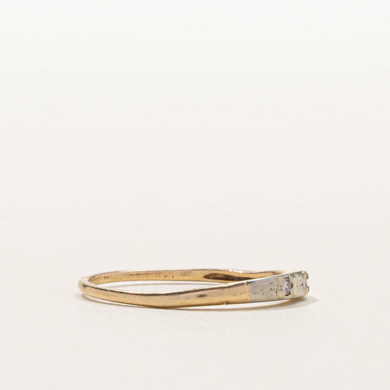 14k Flush Set Two Stone Diamond Ring | SZ 6.5