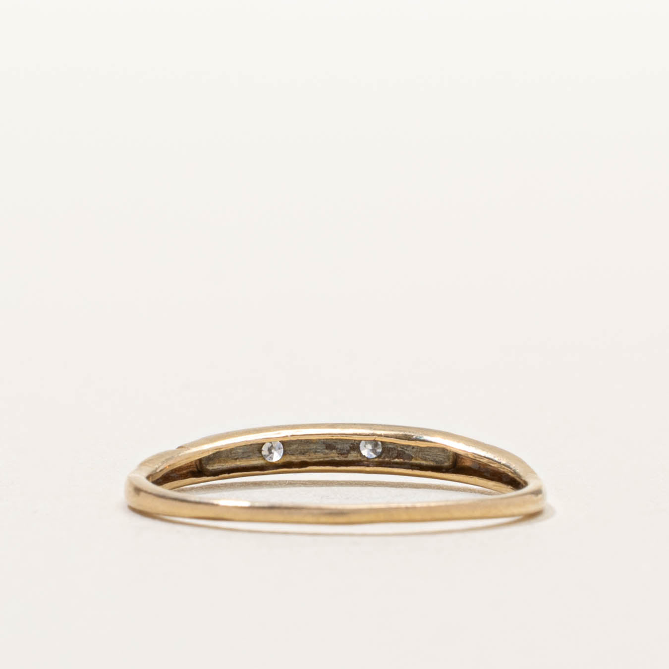 14k Flush Set Two Stone Diamond Ring | SZ 6.5