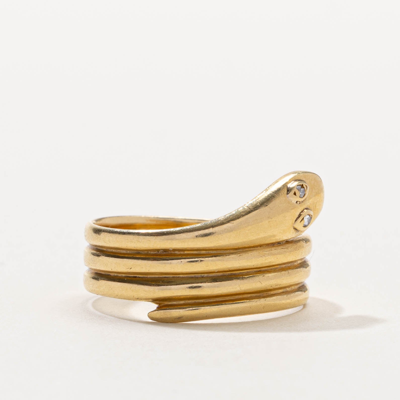 18k Rose Cut Diamond Snake Ring | SZ 7