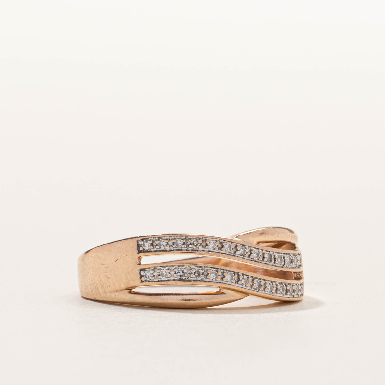14k Diamond Waterfall Crossover Ring | SZ 5.5