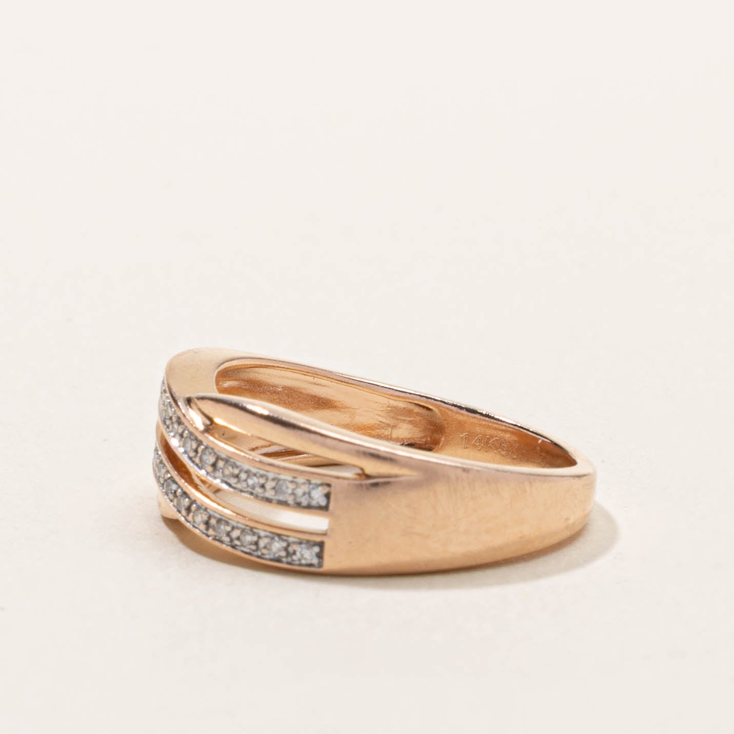 14k Diamond Waterfall Crossover Ring | SZ 5.5