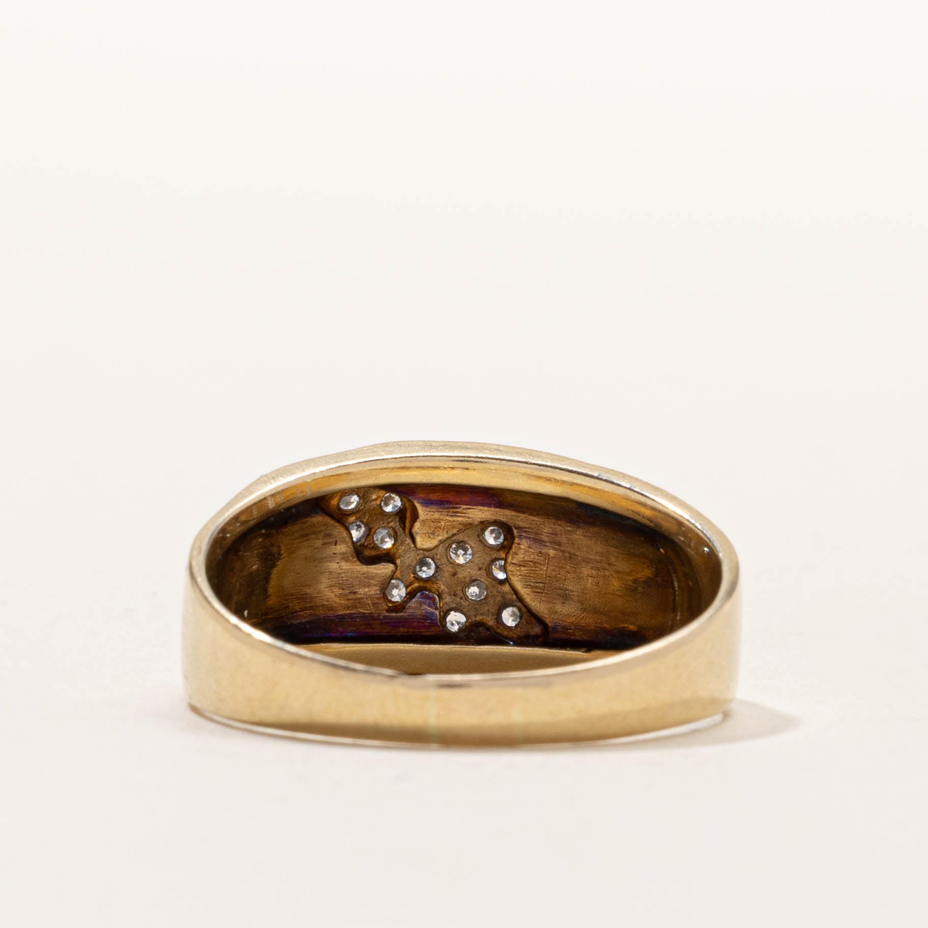 14k Diamond Cluster Abstract Textured Ring | SZ 12.25