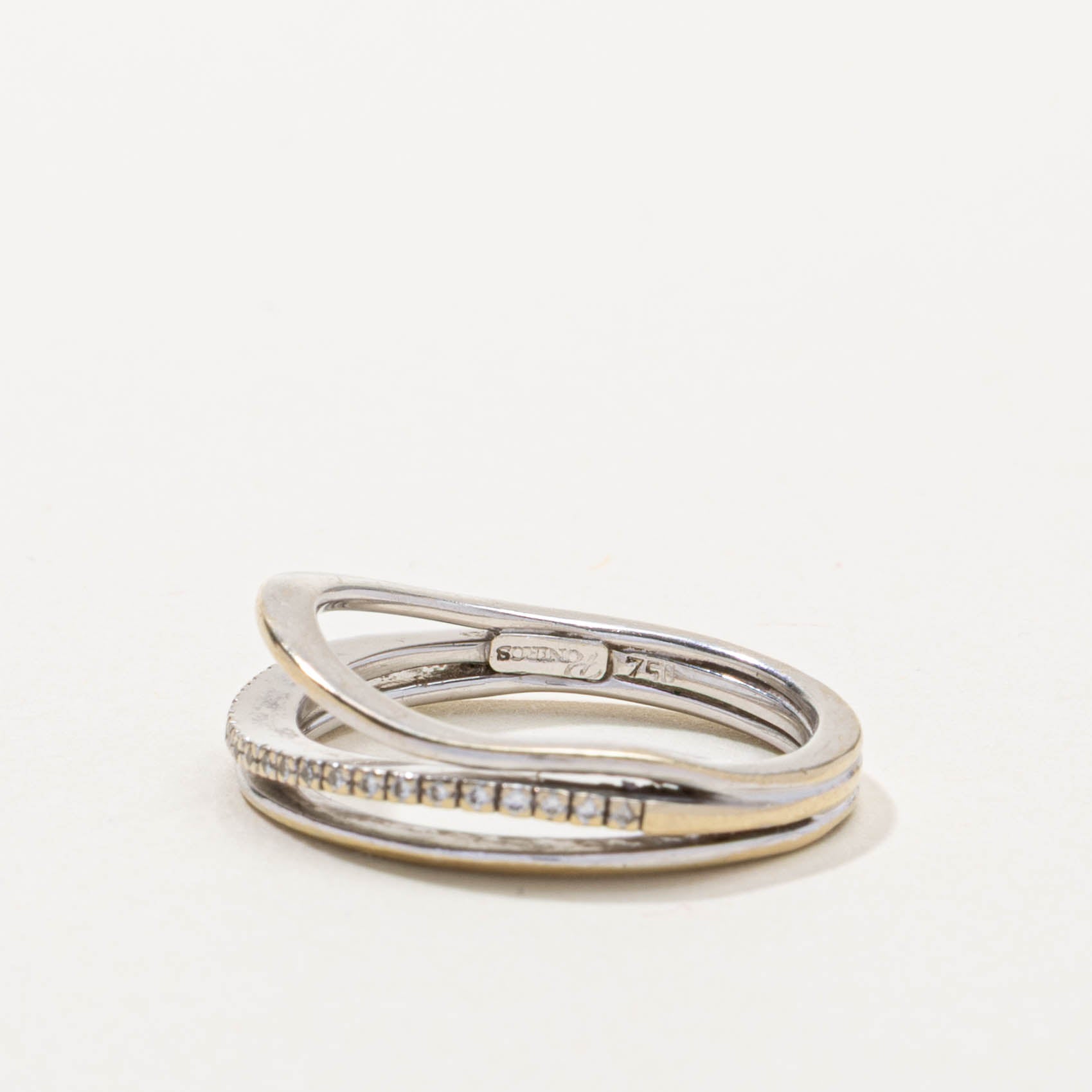 18k Semi-Eternity Diamond Faux Interlocking Ring | SZ 7.75