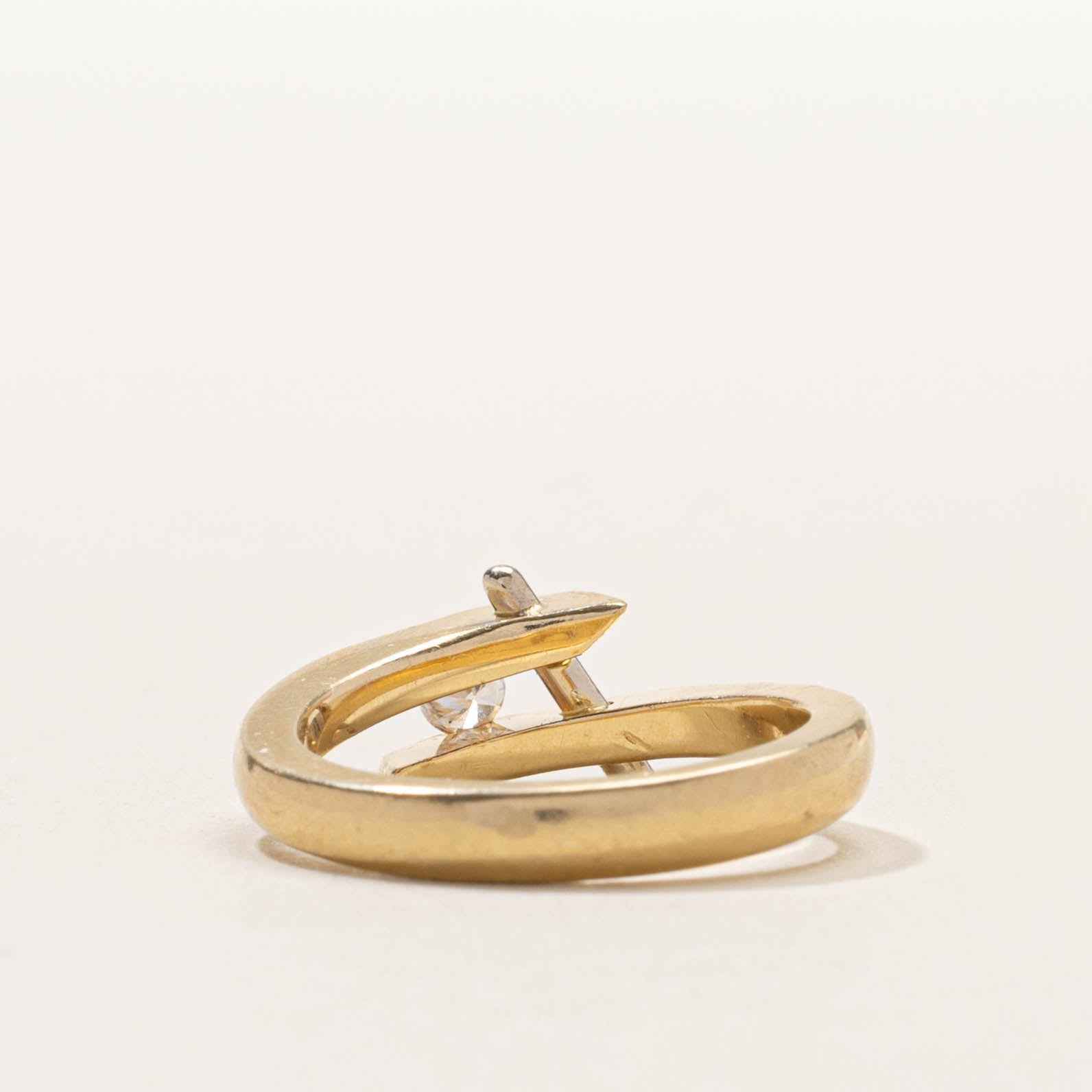 14k Tension Set Diamond Abstract Bypass Ring | SZ 5.25