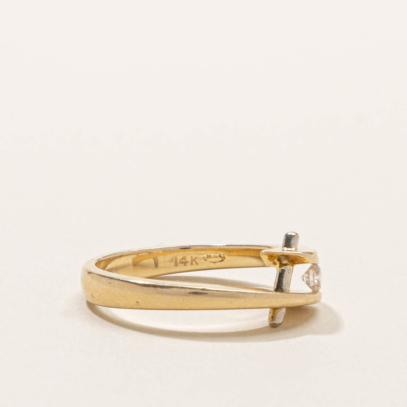 14k Tension Set Diamond Abstract Bypass Ring | SZ 5.25