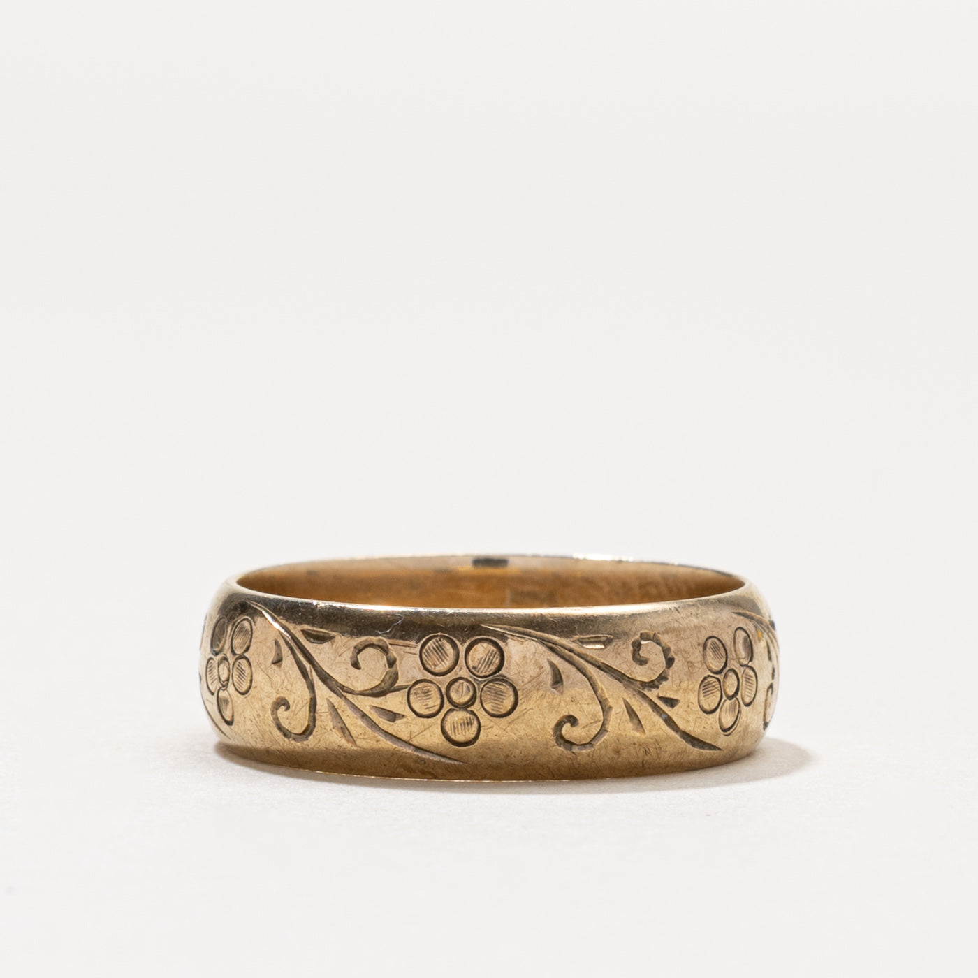 1976 Sheffield 9k Floral Engraved Band | 6.00mm | SZ 7.75