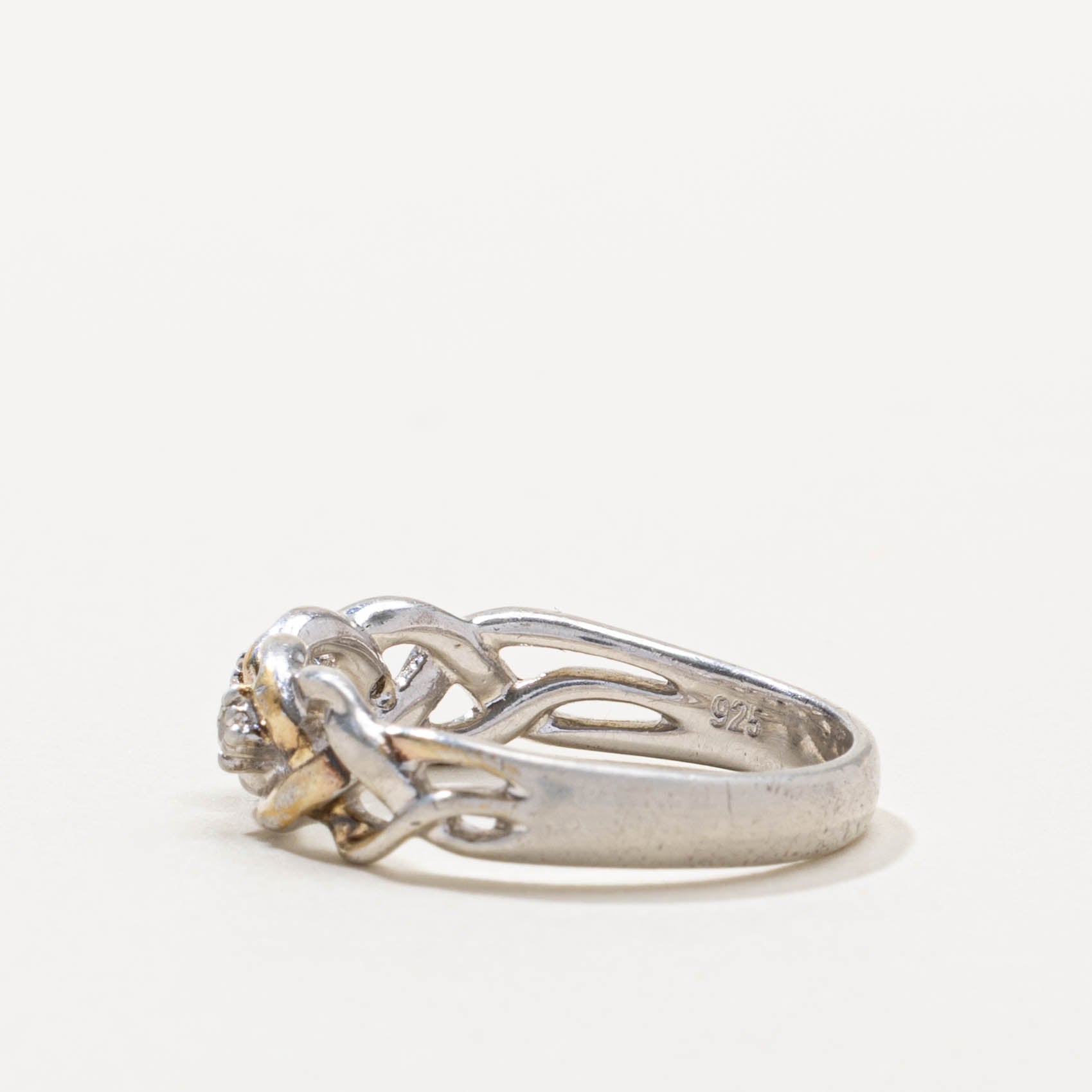 指輪1 Silver Diamond Twisted Ring | SZ 8
