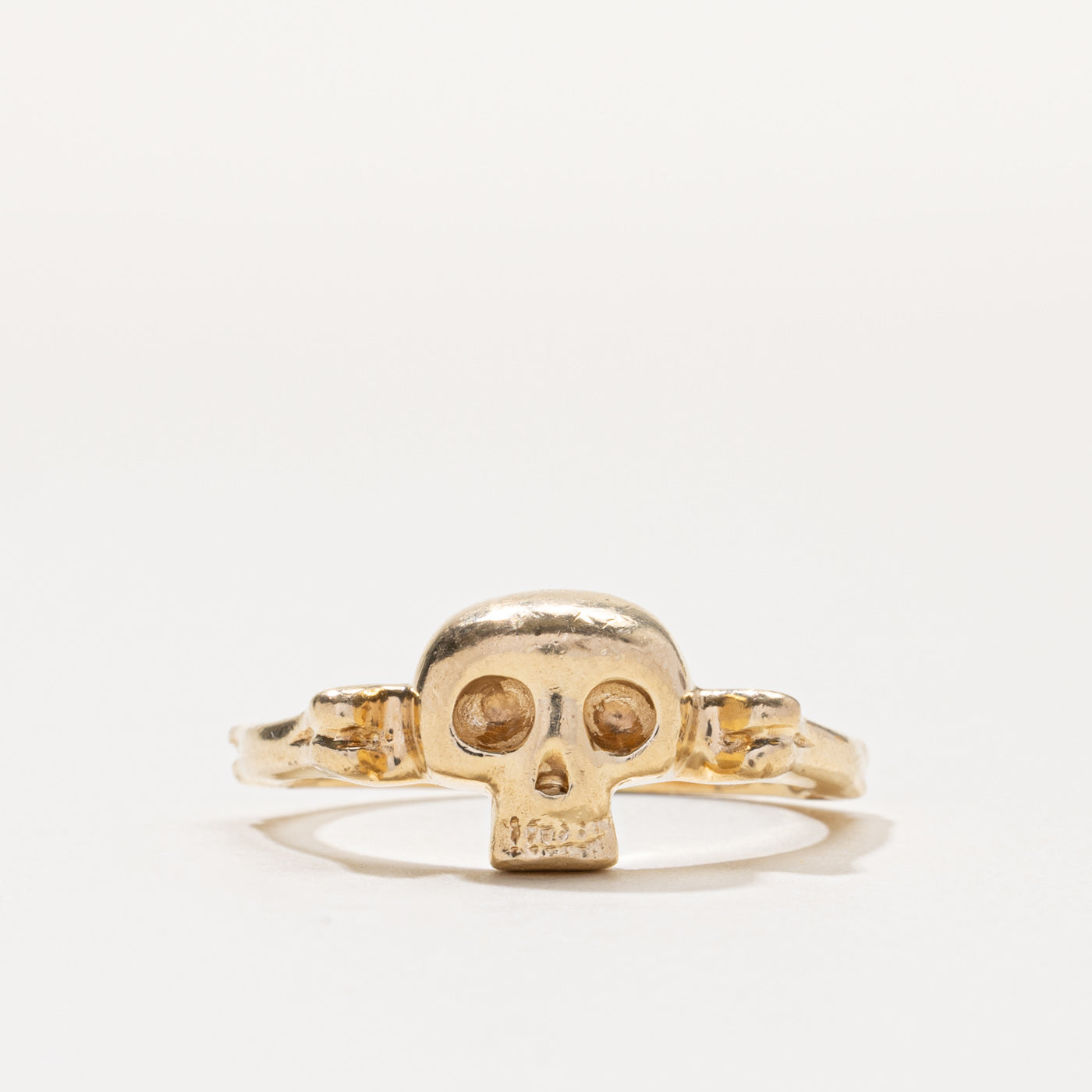 14k Yellow Gold Skull Ring | SZ 13.25