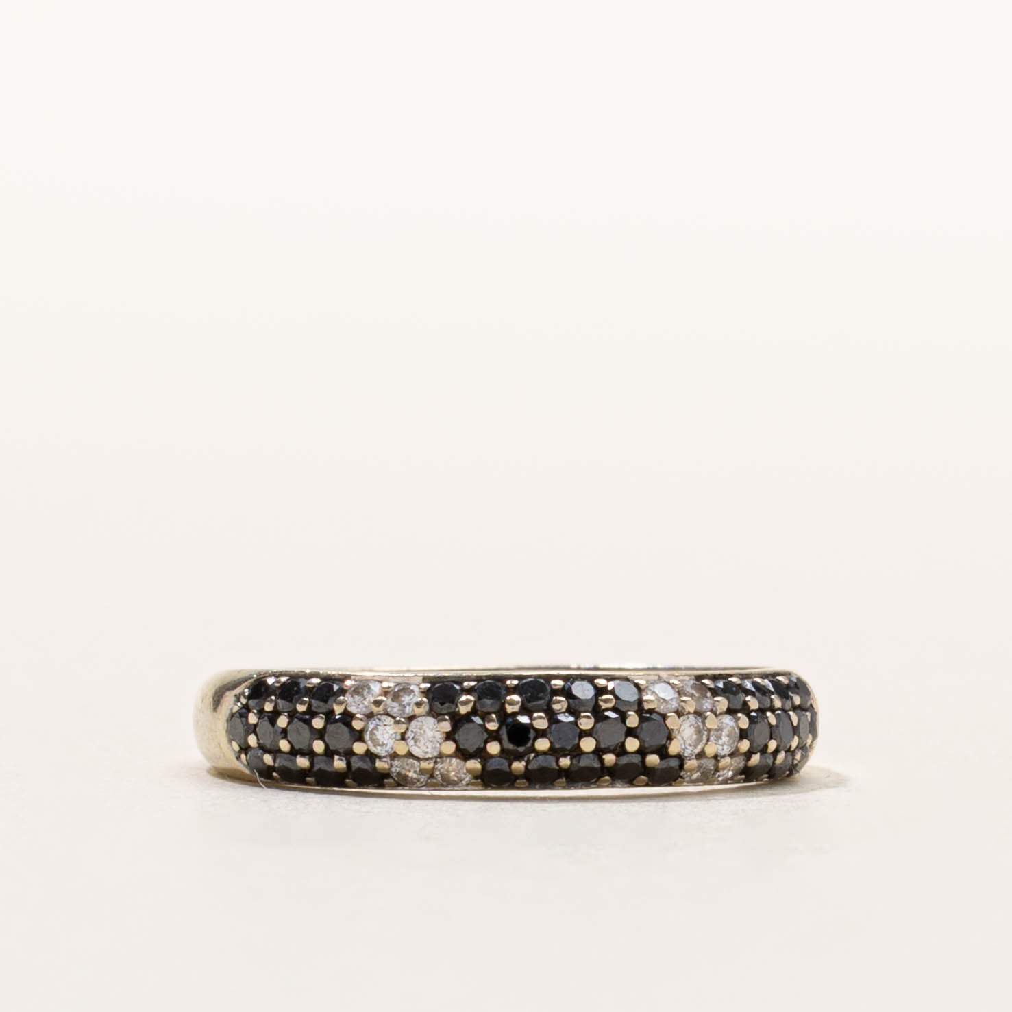 14k Black & White Diamond Pavé Dome Ring | SZ 6.75