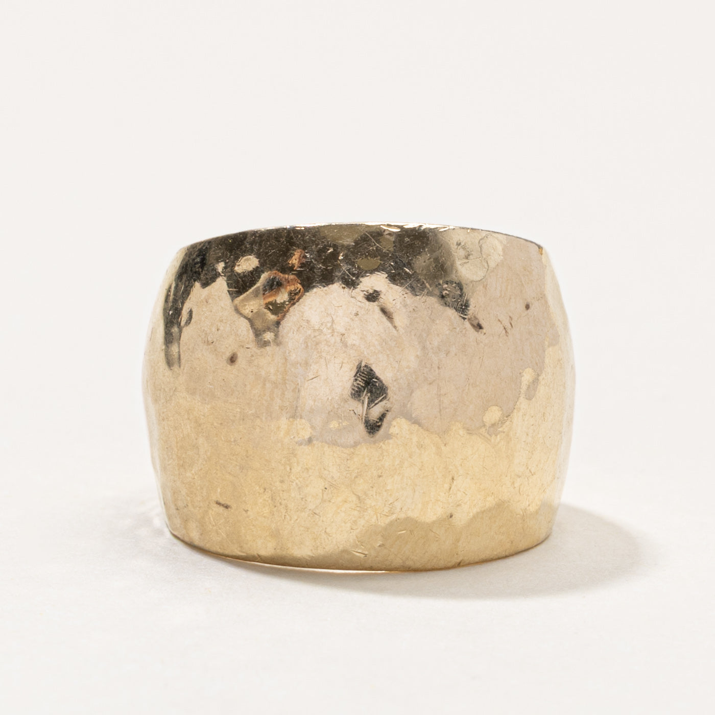 14k Yellow Gold Hammered Cigar Band | SZ 5.75