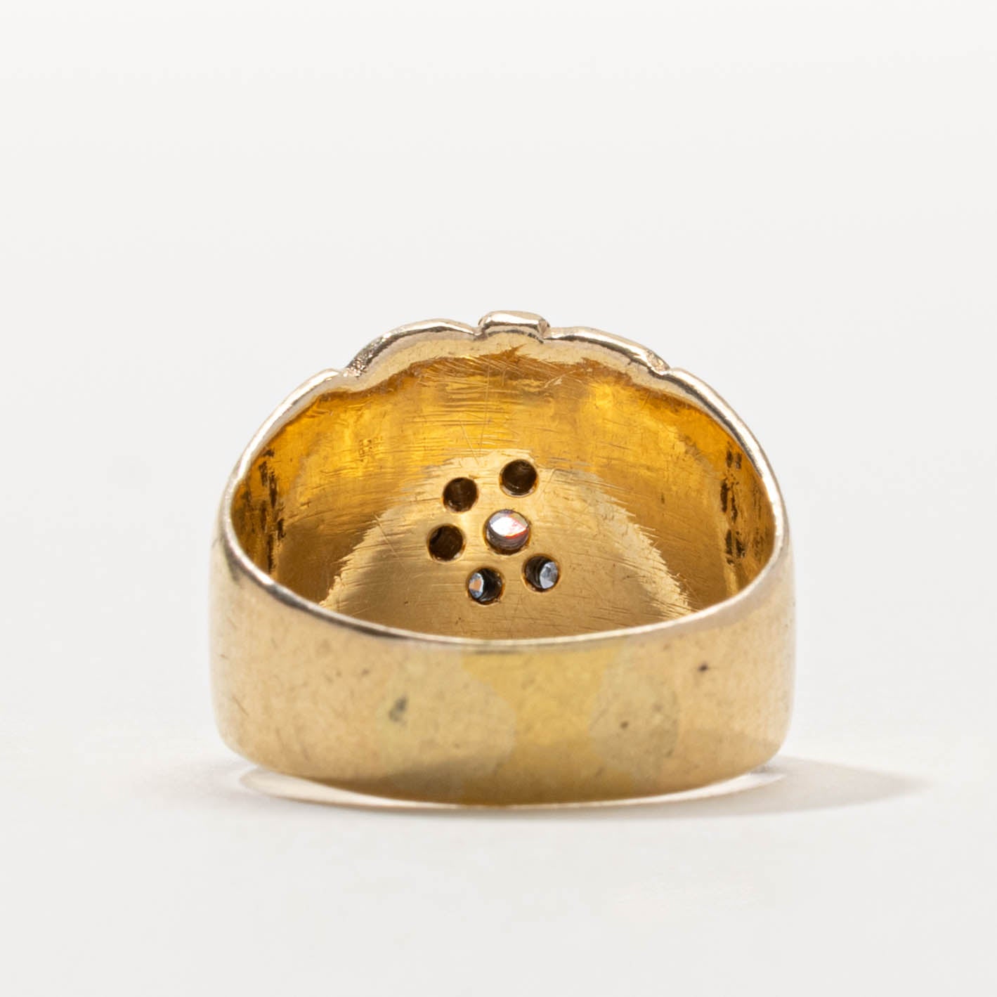 14k Two Tone Diamond Daisy Cocktail Ring | SZ 4.25