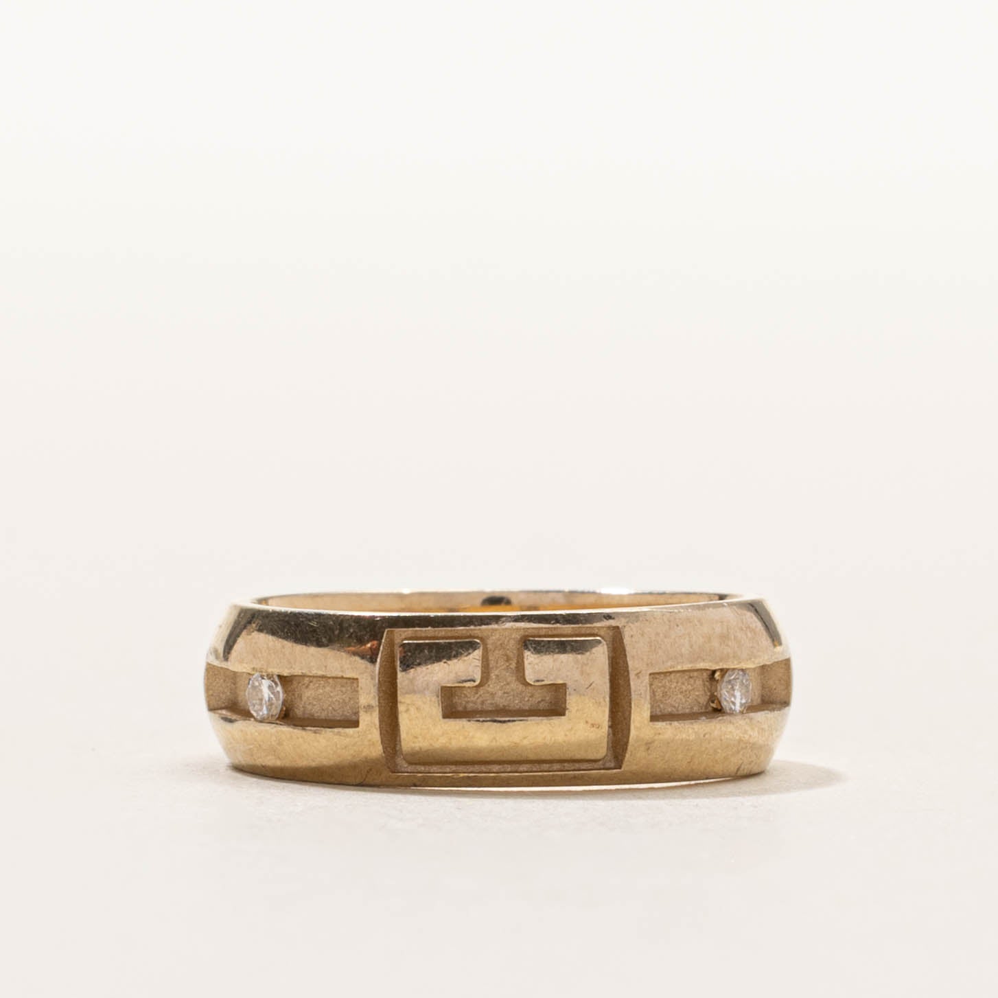 14k Tension Set Diamond Engraved Geometric Ring | 5mm | SZ 4.5