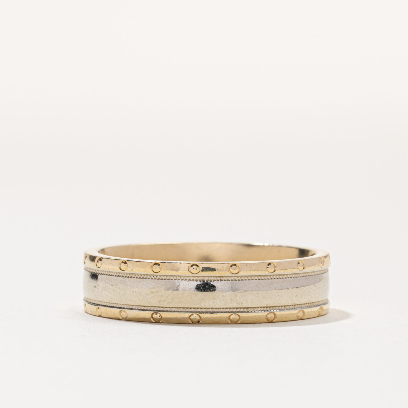 14k Two Tone Gold Milgrain Band | 6.05mm | SZ 12